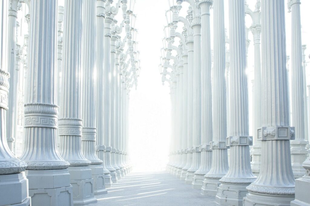 A photograph of pillars in the context of pillars of AI Transformation