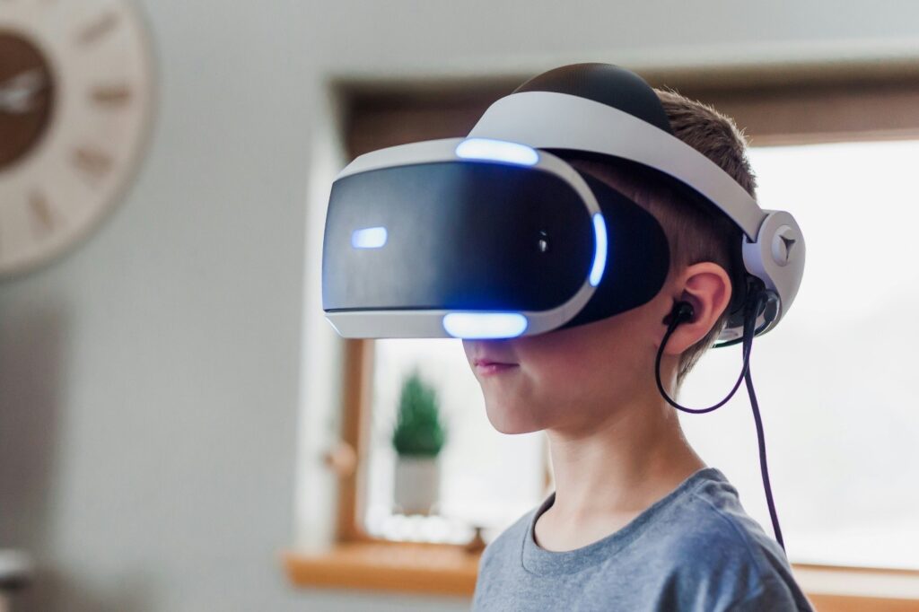 A young experiencing the VR technology