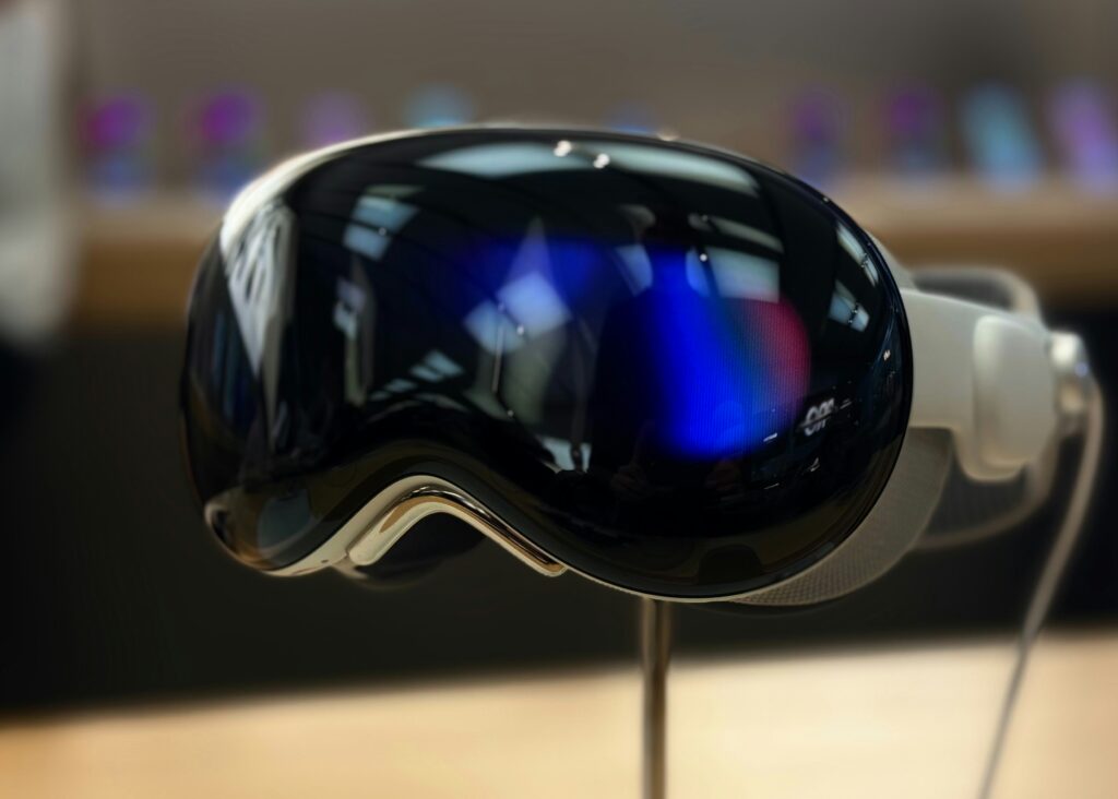A virtual reality goggle showing that it is used in spatial computing