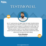 Employee testimonial about Agbe India