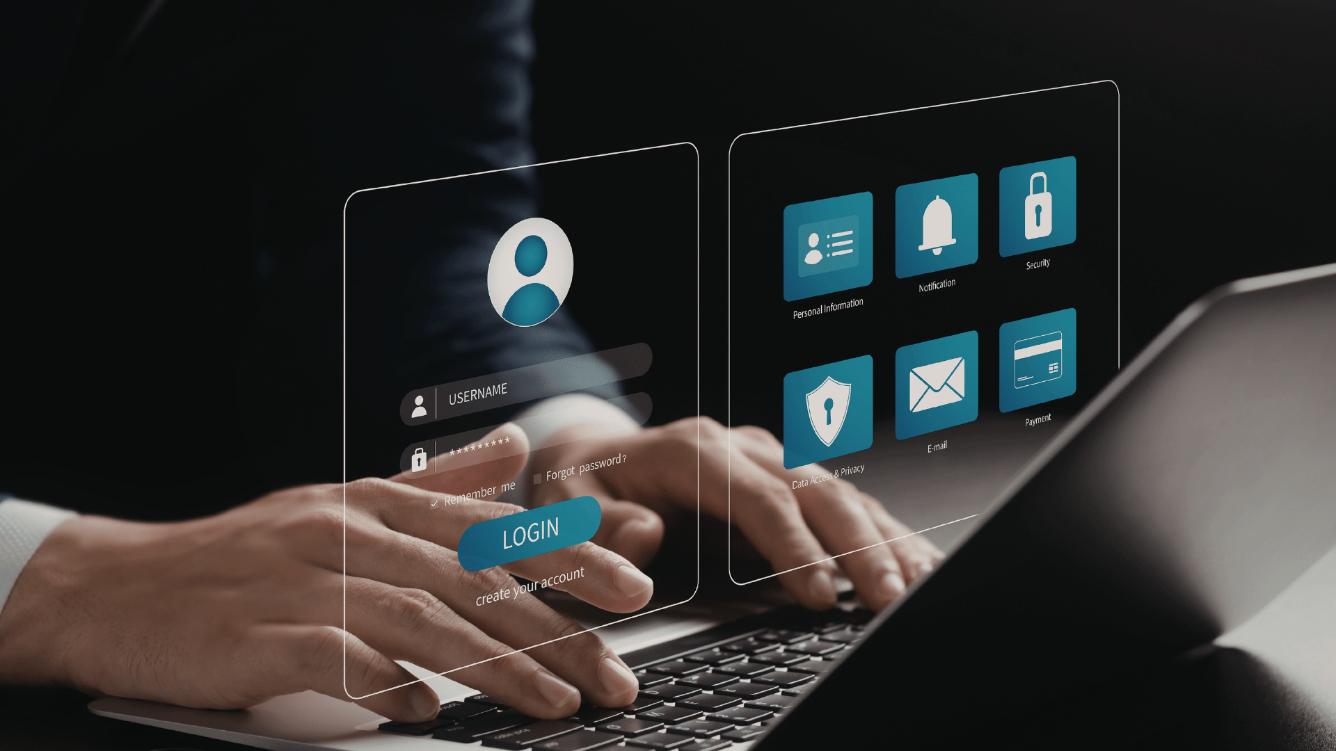 A person using laptop for authentication