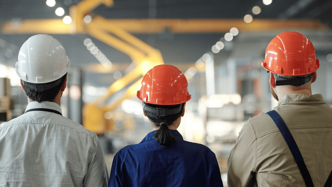 Manufacturing leaders surveying factory floor operations - ERP for manufacturing growth
