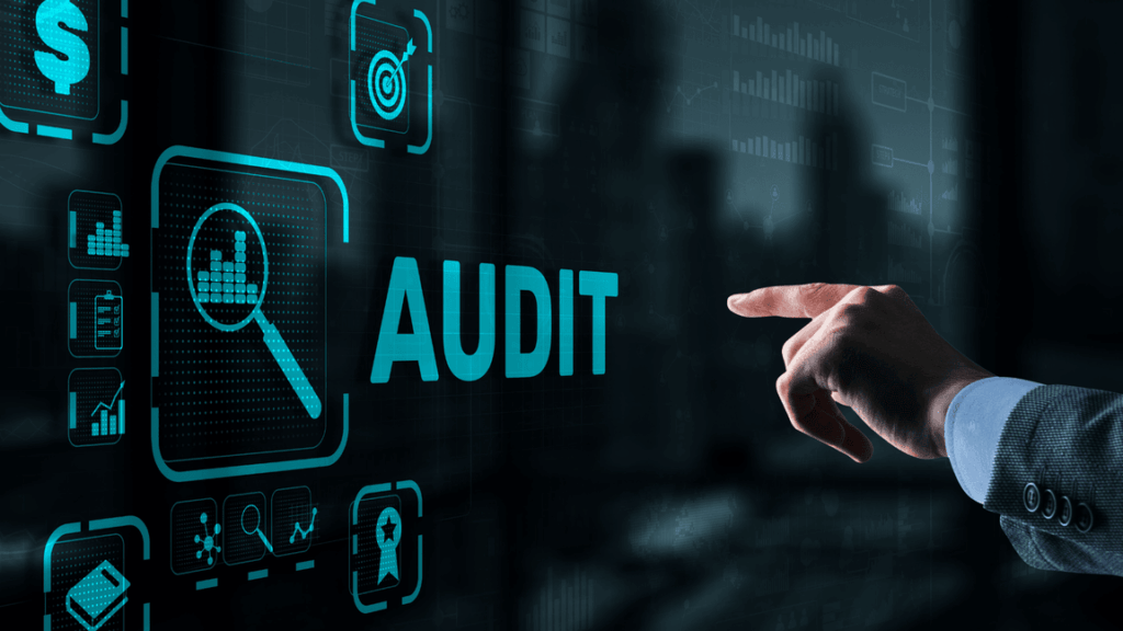 Image of a finger pointing to the cyber audit