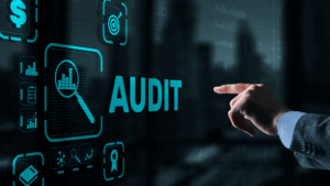 Image of a finger pointing to the cyber audit