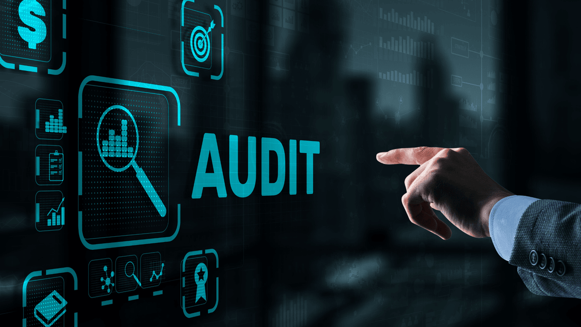 Image of a finger pointing to the cyber audit